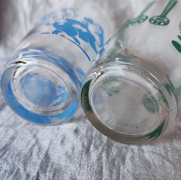 5 Swanky Swig Vintage Juice Glasses Jelly Jars Green Blue Yellow - Picture 9 of 9